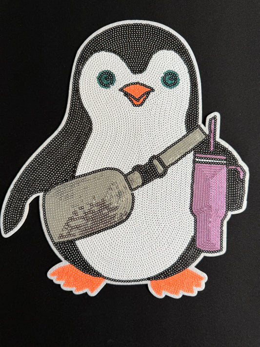 Cute Fashion Penguin Sequin Patch Christmas Sweatshirt