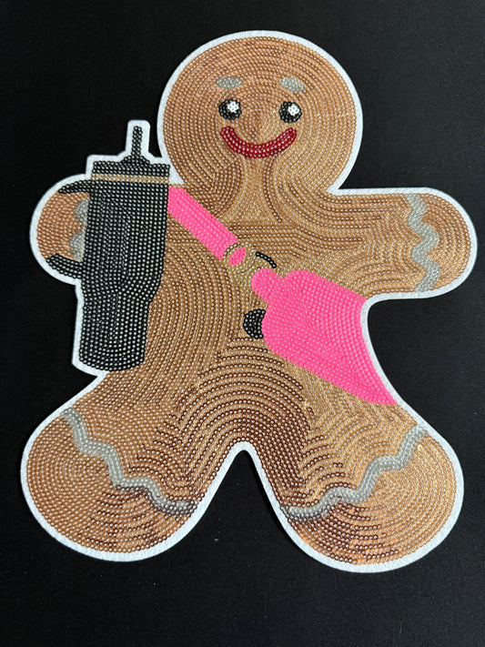 Gingerbread Fashion Sequin Patch Christmas Sweatshirt
