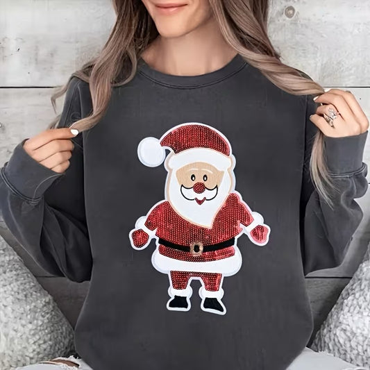 Santa Claus Chenille & Sequin Patch Christmas Sweatshirt